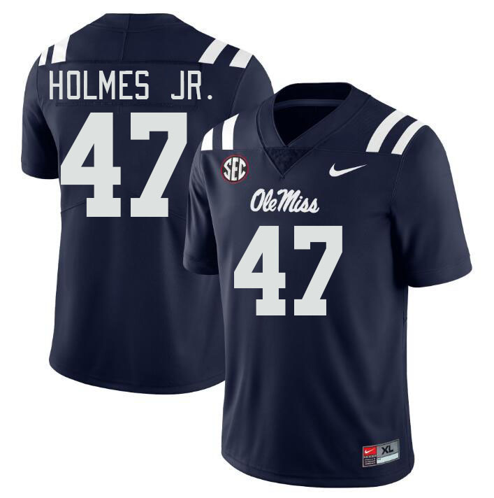 Men #47 DeeJay Holmes Jr. Ole Miss Rebels College Football Jerseyes Stitched Sale-Navy